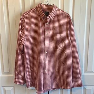 Jos. A. Bank Orange & White Checkered Casual Button Down Shirt